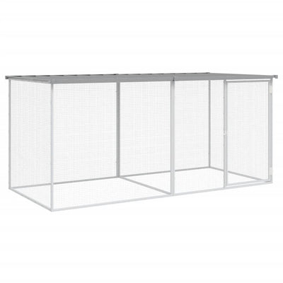Poulet Vidaxl avec toit 203x98x90 cm Gray clair en acier galvanisé