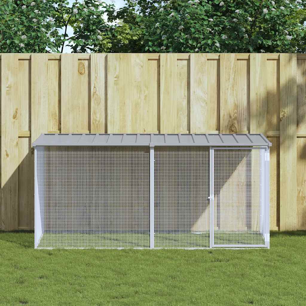 Poulet Vidaxl avec toit 203x98x90 cm Gray clair en acier galvanisé