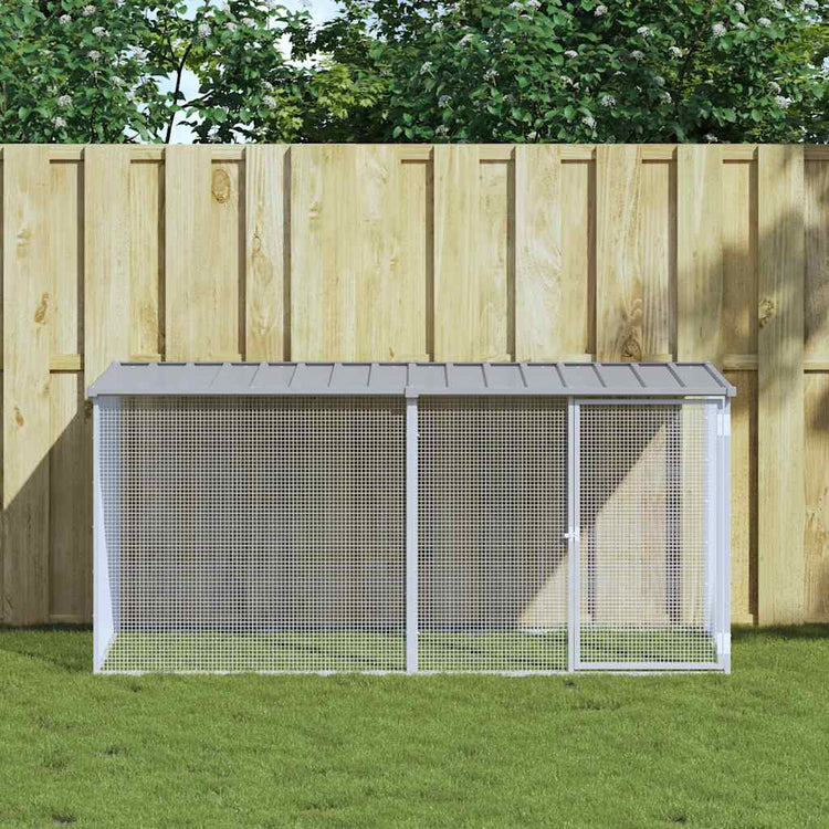 Poulet Vidaxl avec toit 203x98x90 cm Gray clair en acier galvanisé