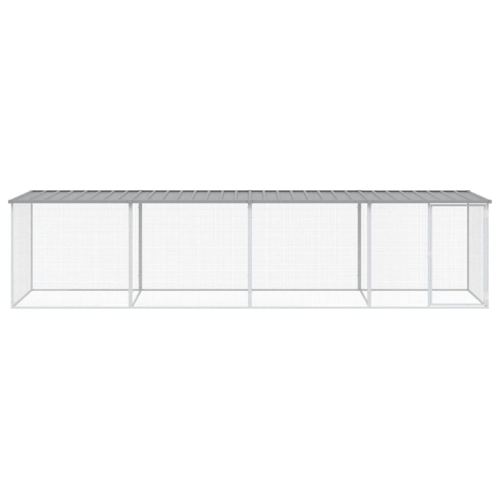 Poulet Vidaxl avec toit 403x98x90 cm Gray clair en acier galvanisé