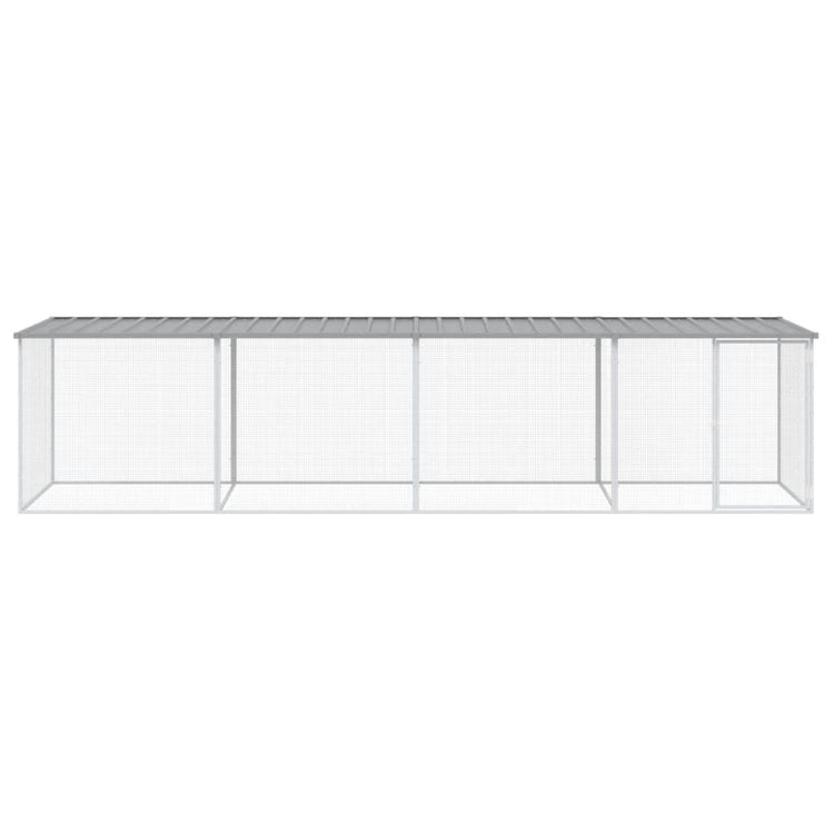 Poulet Vidaxl avec toit 403x98x90 cm Gray clair en acier galvanisé