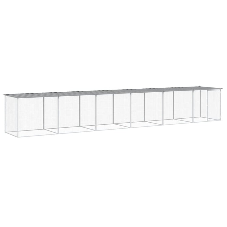 Poulet Vidaxl avec toit 603x98x90 cm en acier galvanisé gris clair