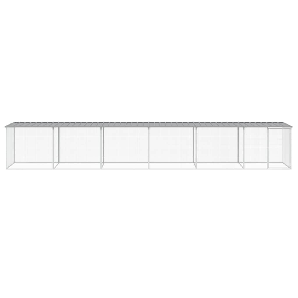 Poulet Vidaxl avec toit 603x98x90 cm en acier galvanisé gris clair