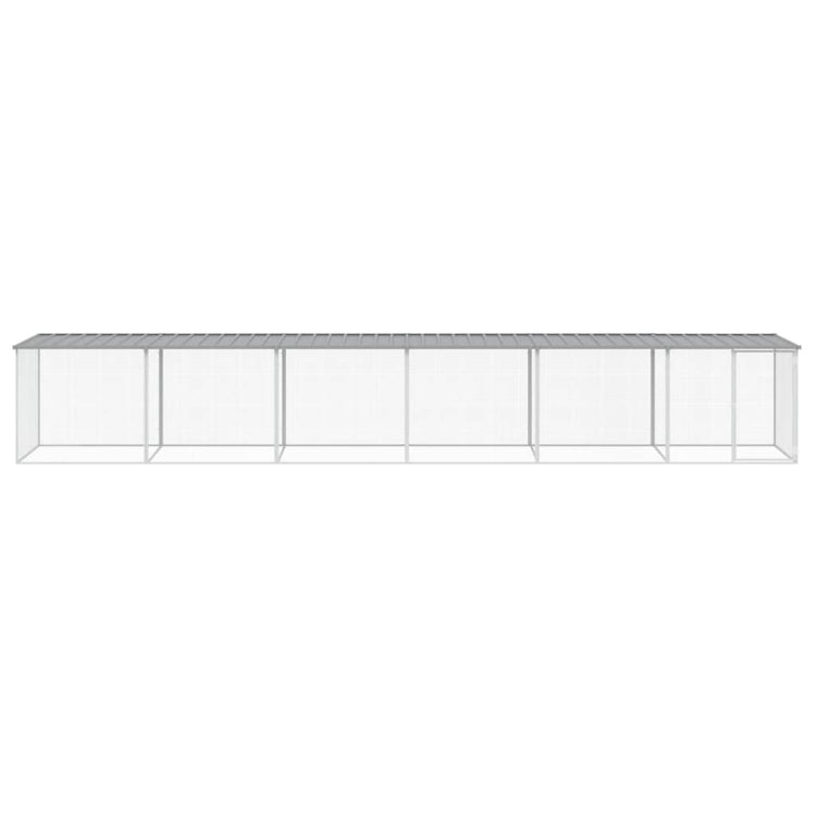 Poulet Vidaxl avec toit 603x98x90 cm en acier galvanisé gris clair