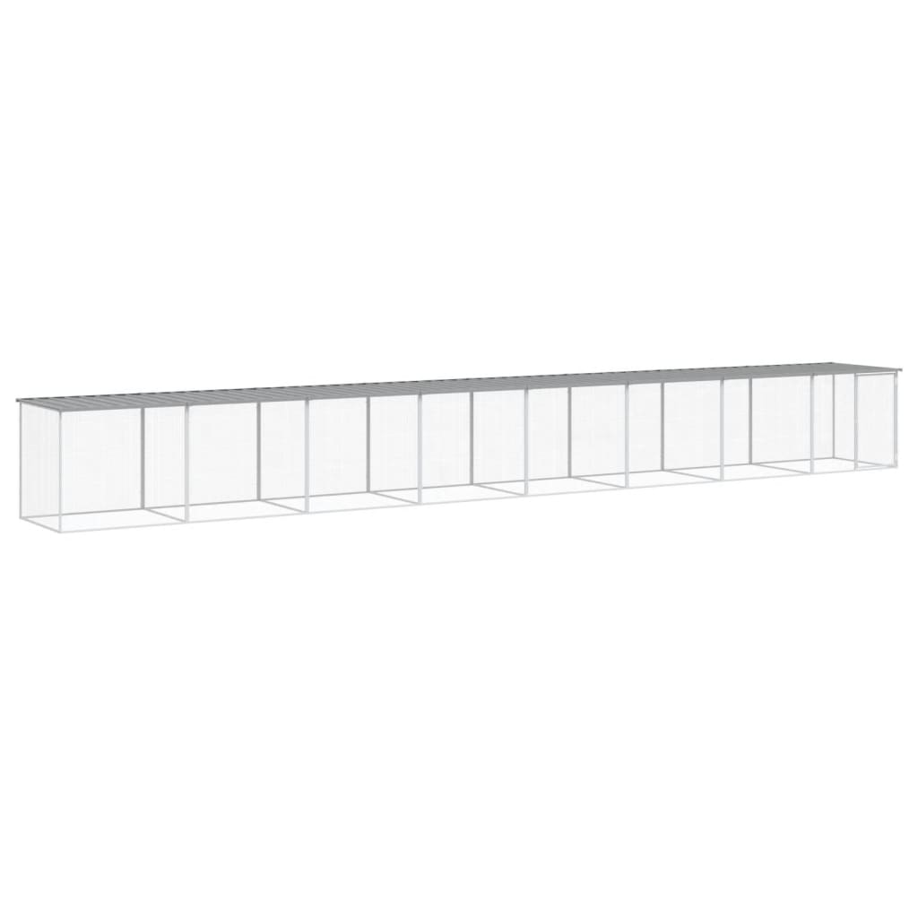 Poulet Vidaxl avec toit 803x98x90 cm Gray clair en acier galvanisé