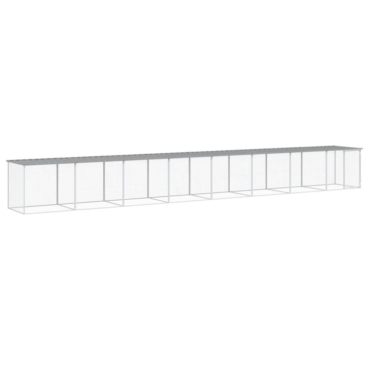 Poulet Vidaxl avec toit 803x98x90 cm Gray clair en acier galvanisé