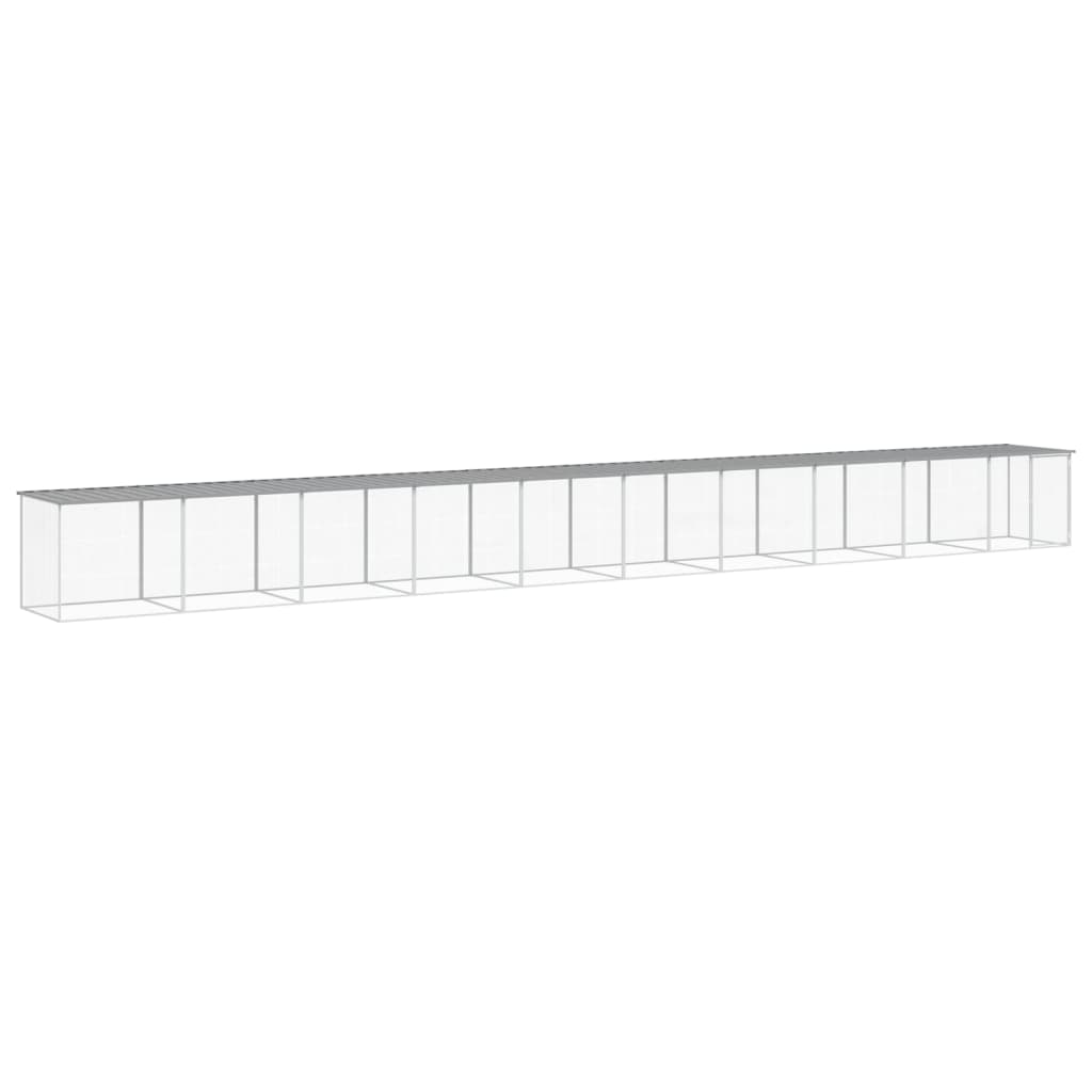 Poulet Vidaxl avec toit 1003x98x90 cm en acier galvanisé gris clair