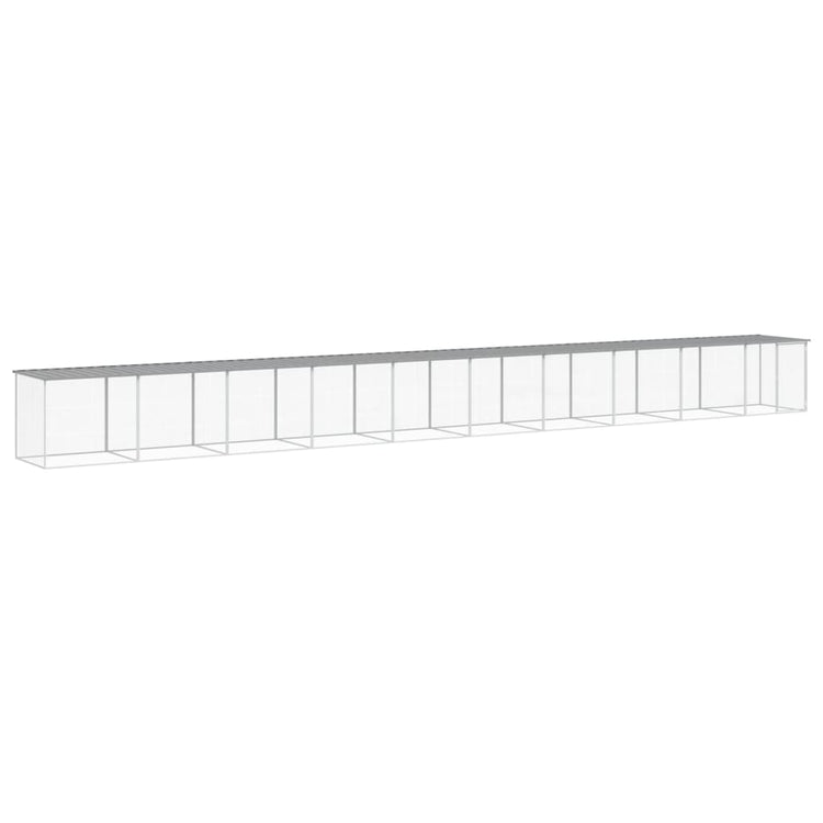 Poulet Vidaxl avec toit 1003x98x90 cm en acier galvanisé gris clair
