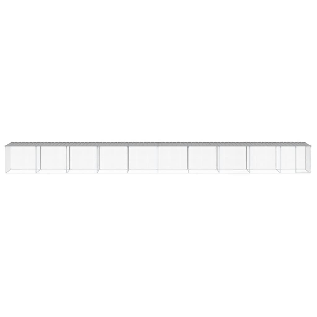 Poulet Vidaxl avec toit 1003x98x90 cm en acier galvanisé gris clair