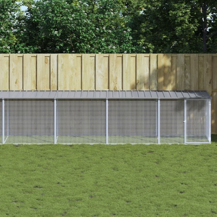 Poulet Vidaxl avec toit 1003x98x90 cm en acier galvanisé gris clair