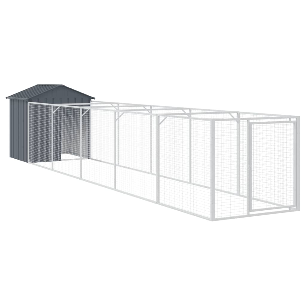 Vidaxl Dog Loft avec toit 117x609x123 cm anthracite en acier galvanisé