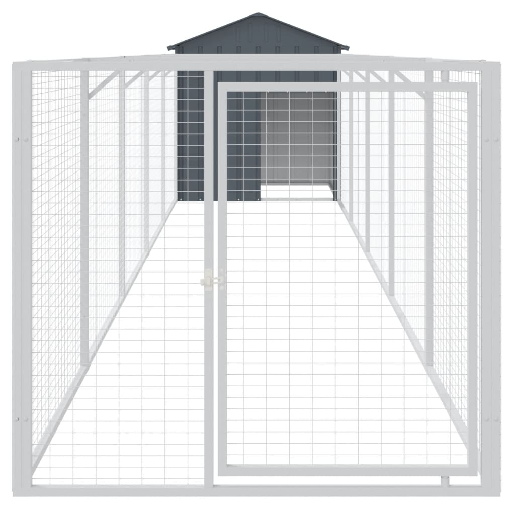 Vidaxl Dog Loft avec toit 117x609x123 cm anthracite en acier galvanisé