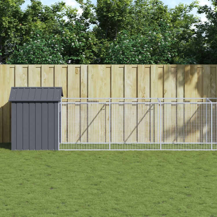 Vidaxl Dog Loft avec toit 117x1017x123 cm Anthracite en acier -colore