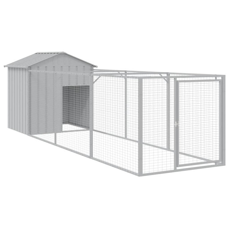 Vidaxl Dog Loft avec toit 117x405x123 cm Gris clair en acier
