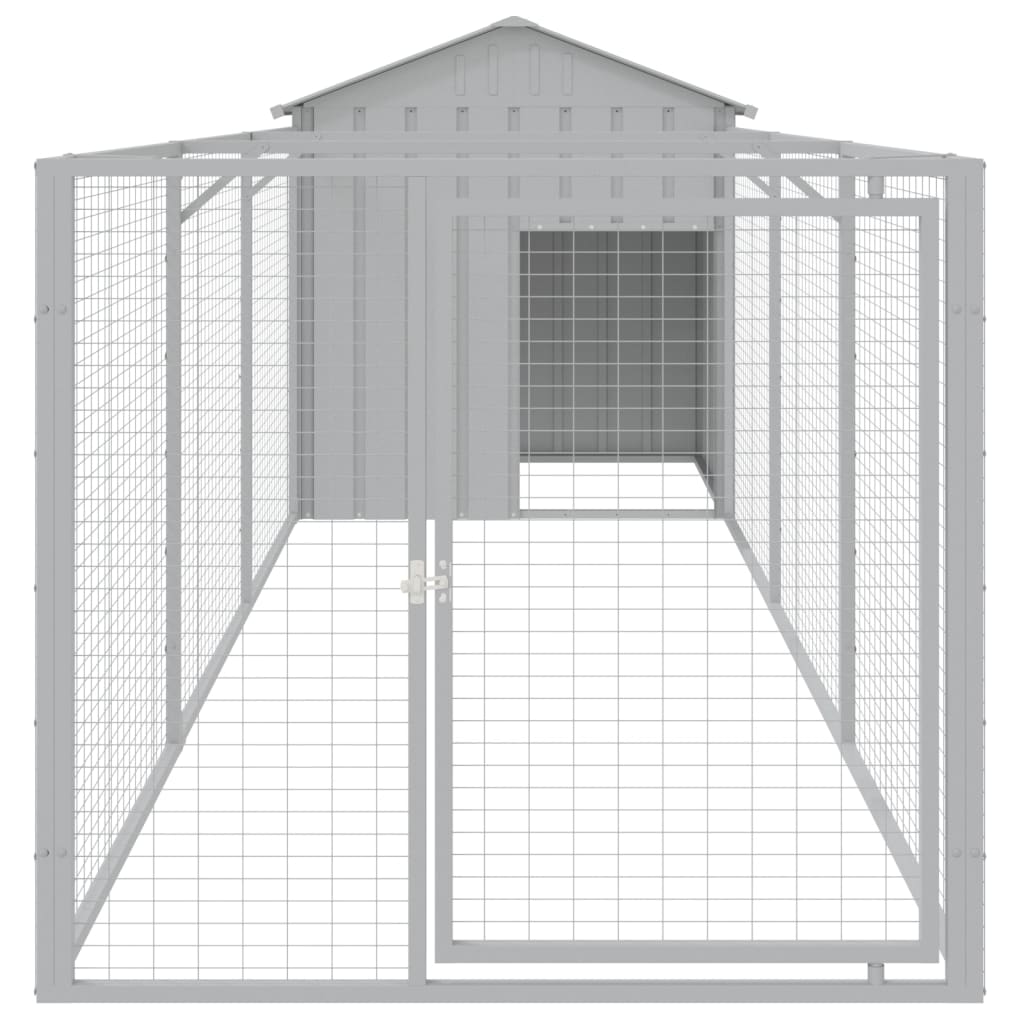 Vidaxl Dog Loft avec toit 117x405x123 cm Gris clair en acier