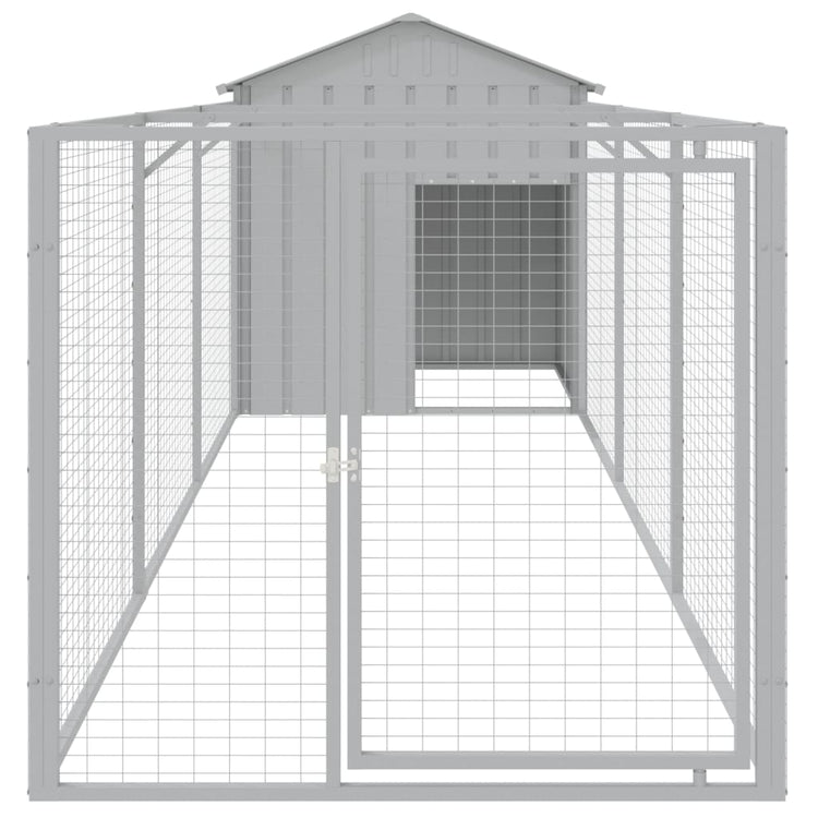 Vidaxl Dog Loft avec toit 117x405x123 cm Gris clair en acier