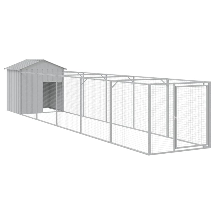 Vidaxl Dog Loft avec toit 117x609x123 cm en acier gris clair