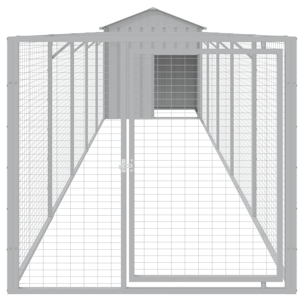 Vidaxl Dog Loft avec toit 117x609x123 cm en acier gris clair