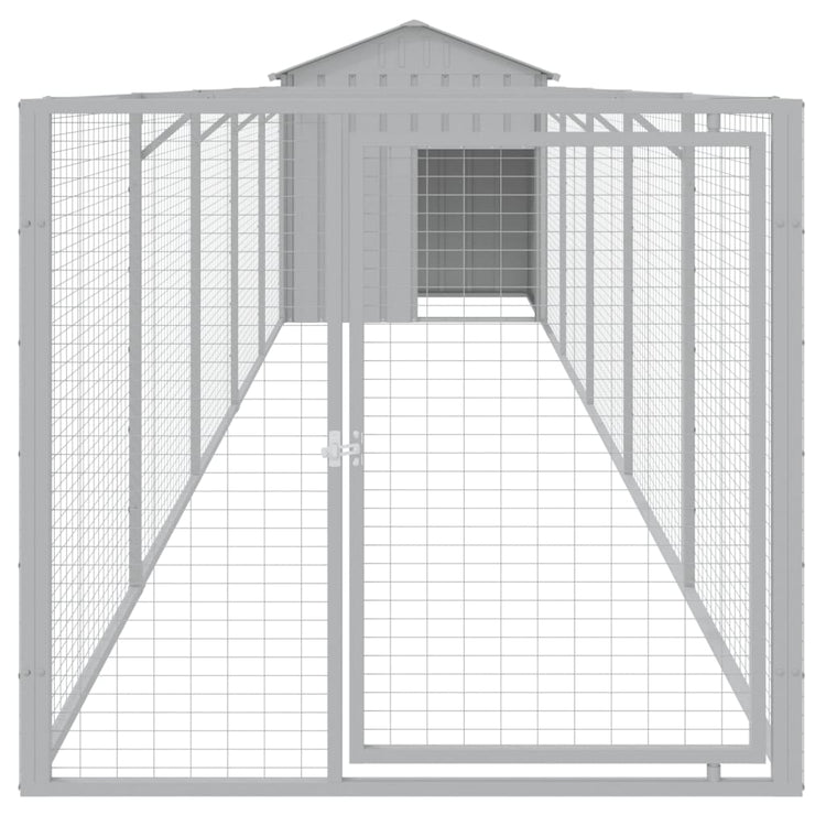 Vidaxl Dog Loft avec toit 117x609x123 cm en acier gris clair