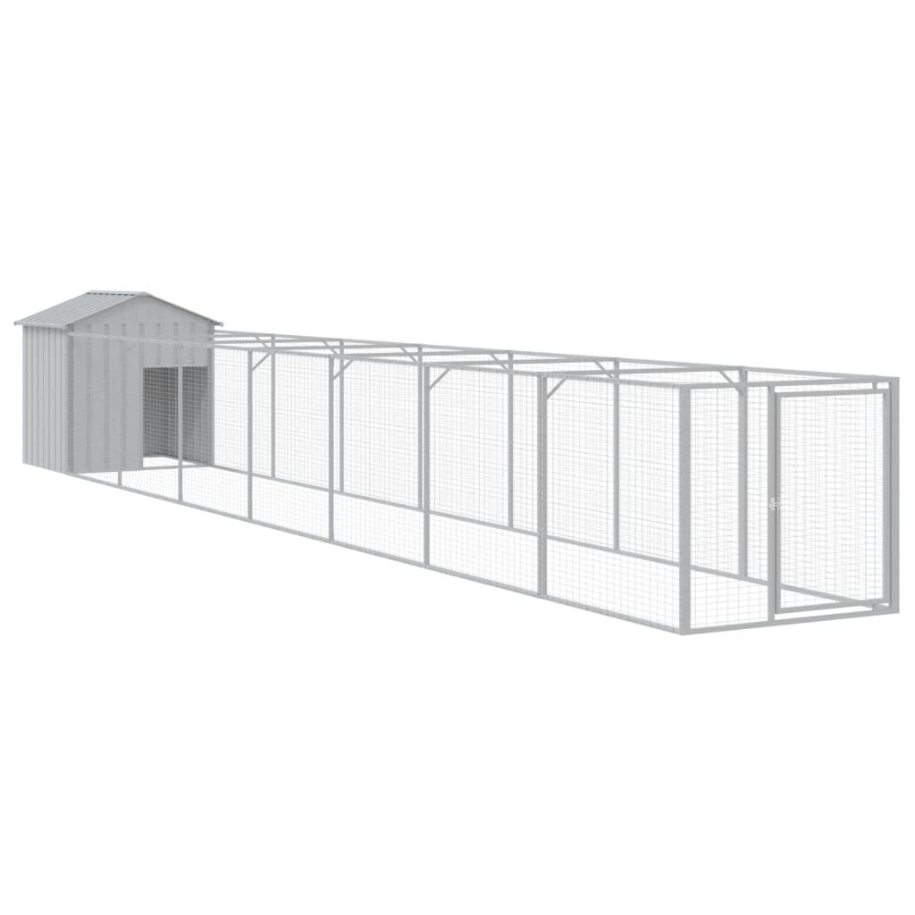 Loft de chien vidaxl avec toit 117x813x123 cm Gris clair en acier