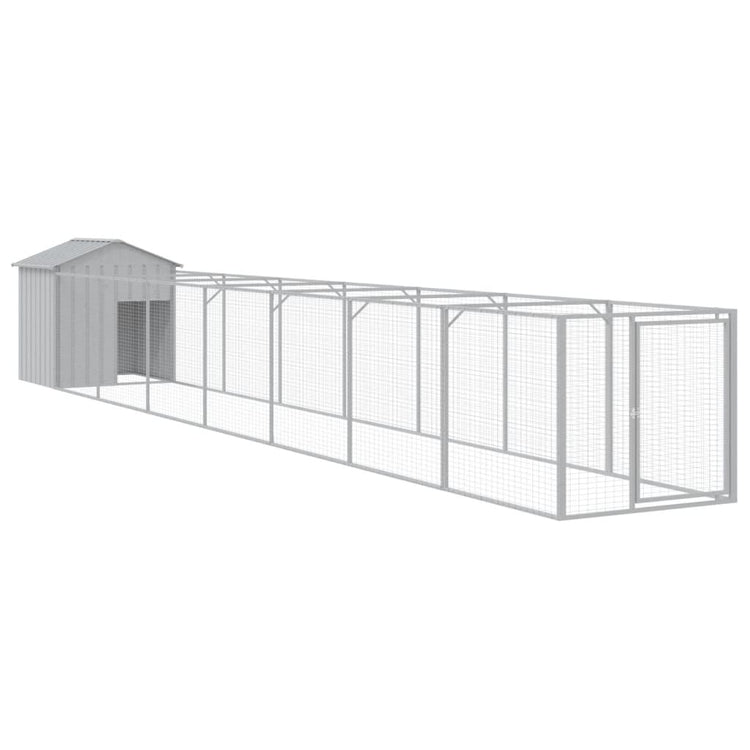 Loft de chien vidaxl avec toit 117x813x123 cm Gris clair en acier
