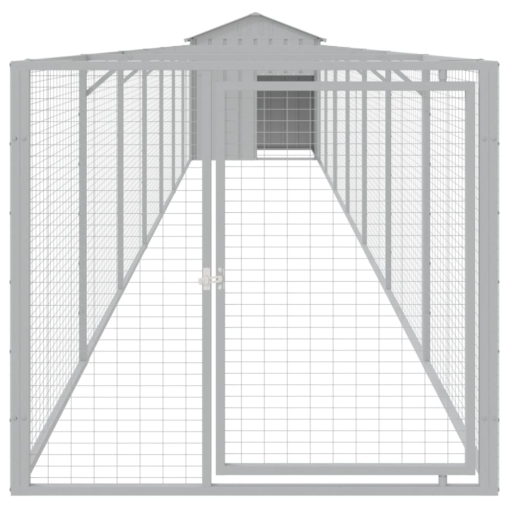 Loft de chien vidaxl avec toit 117x813x123 cm Gris clair en acier