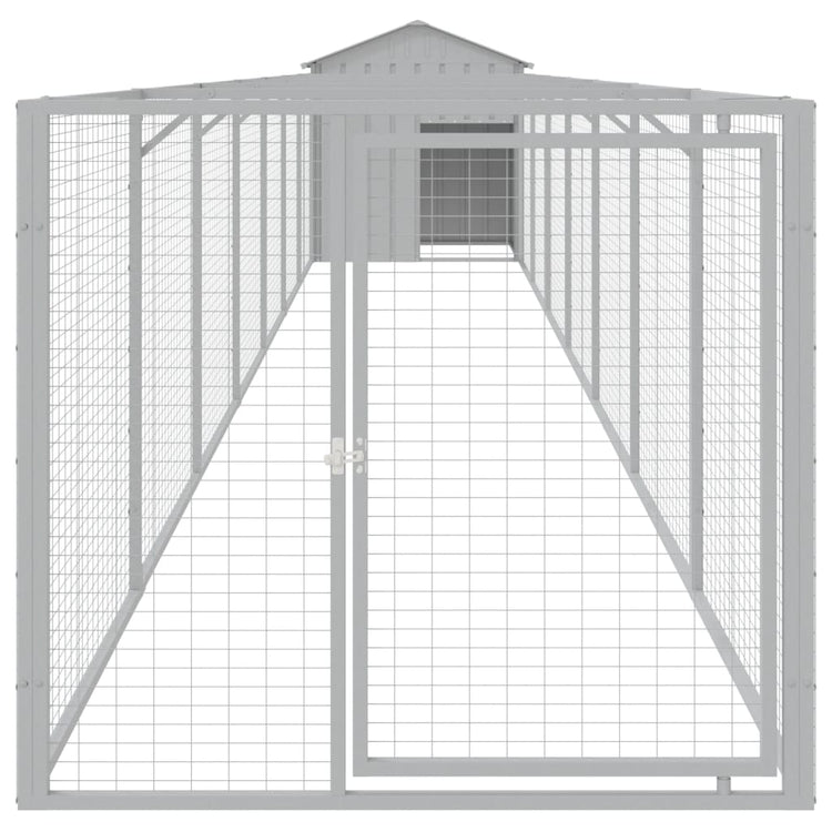 Loft de chien vidaxl avec toit 117x813x123 cm Gris clair en acier
