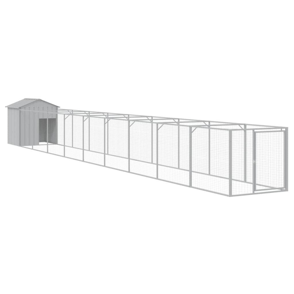 Vidaxl Dog Loft avec toit 117x1017x123 cm en acier gris clair