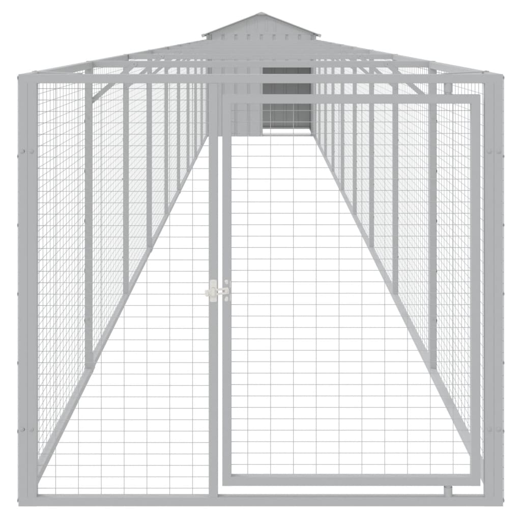 Vidaxl Dog Loft avec toit 117x1017x123 cm en acier gris clair