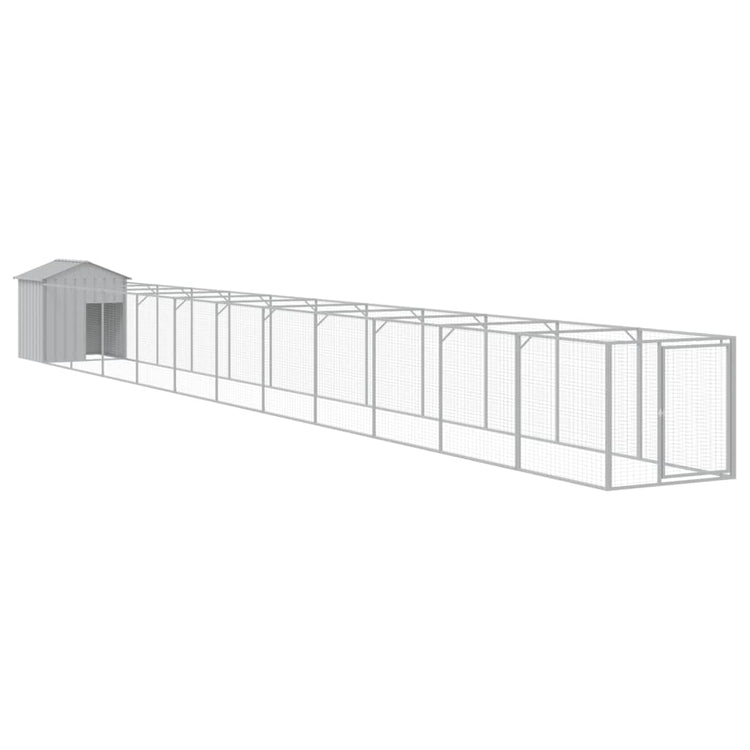 Vidaxl Dog Loft avec toit 117x1221x123 cm Gris clair en acier