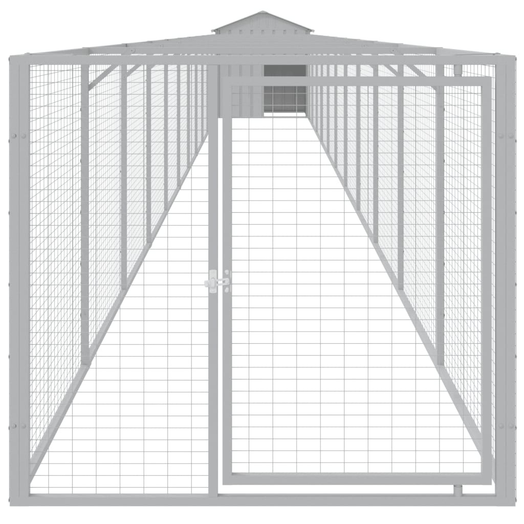 Vidaxl Dog Loft avec toit 117x1221x123 cm Gris clair en acier