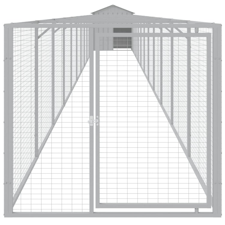 Vidaxl Dog Loft avec toit 117x1221x123 cm Gris clair en acier