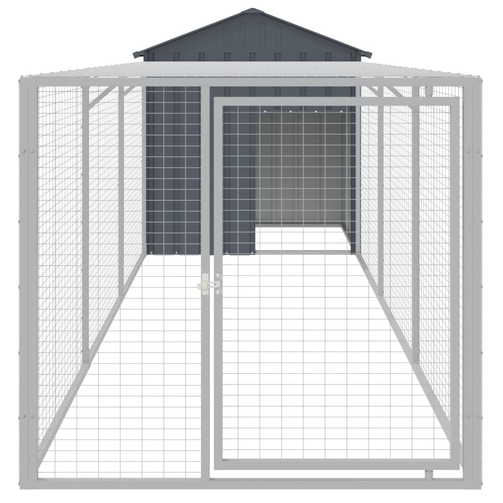 Poulet Vidaxl avec Run 117x405x123 cm Anthracite en acier galvanisé
