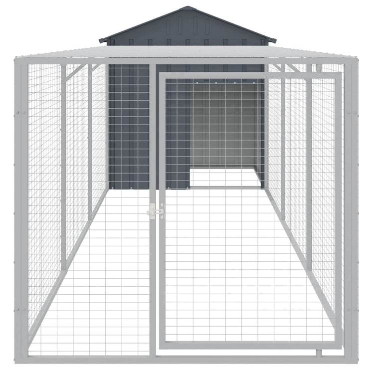 Poulet Vidaxl avec Run 117x405x123 cm Anthracite en acier galvanisé