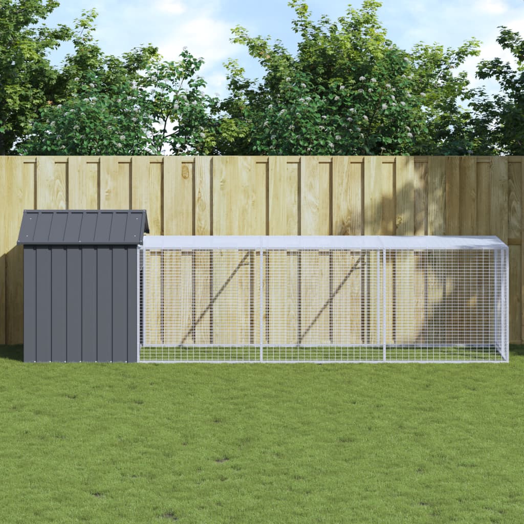 Poulet Vidaxl avec Run 117x405x123 cm Anthracite en acier galvanisé