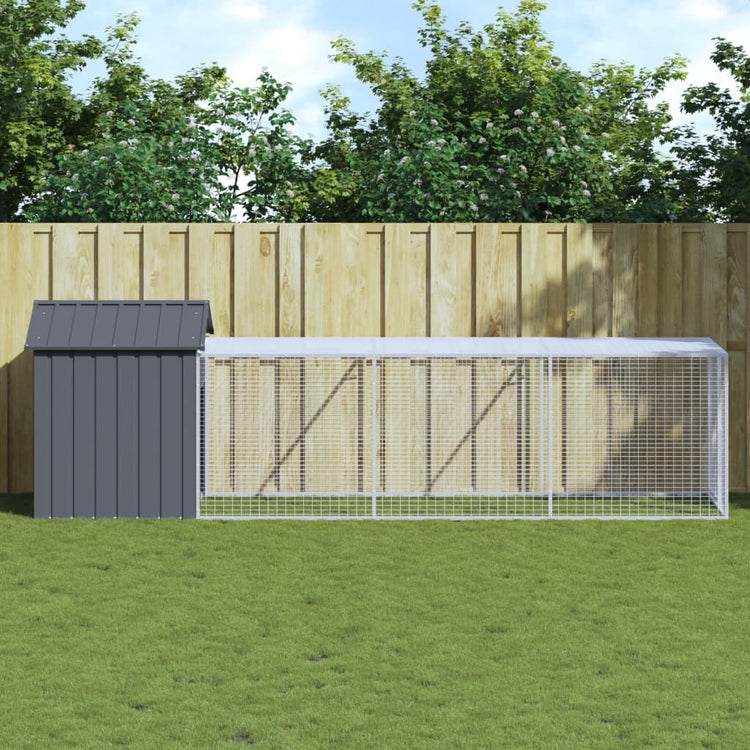Poulet Vidaxl avec Run 117x405x123 cm Anthracite en acier galvanisé
