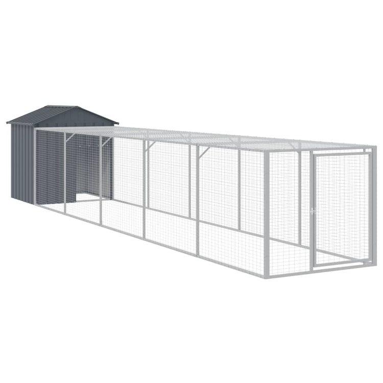 Poulet Vidaxl avec Run 117x609x123 cm Anthracite en acier galvanisé