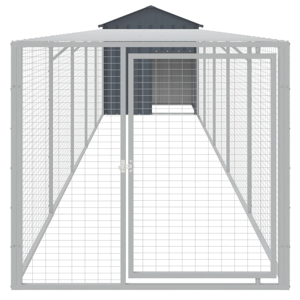 Poulet Vidaxl avec Run 117x609x123 cm Anthracite en acier galvanisé