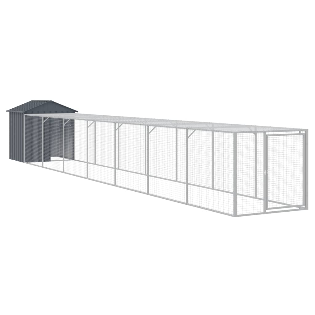 Poulet Vidaxl avec Run 117x813x123 cm Anthracite en acier galvanisé