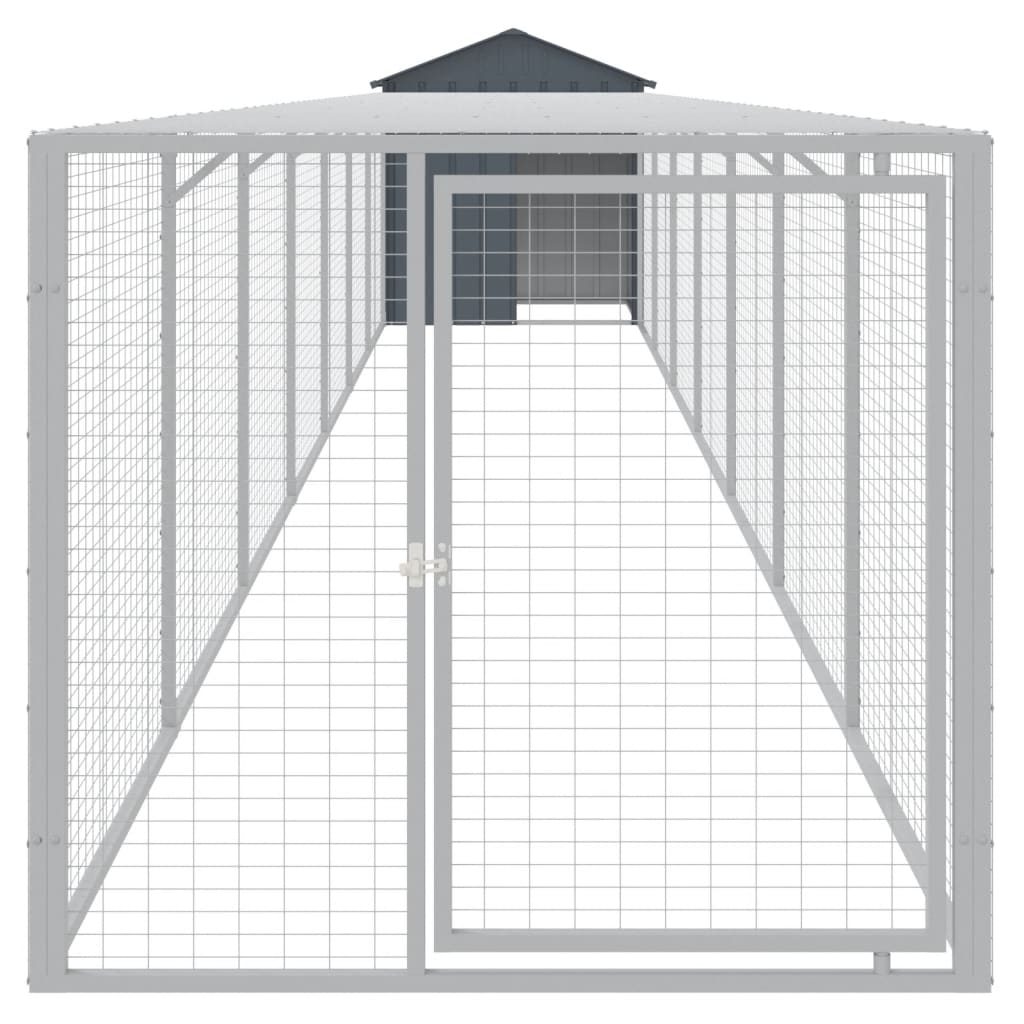Poulet Vidaxl avec Run 117x813x123 cm Anthracite en acier galvanisé