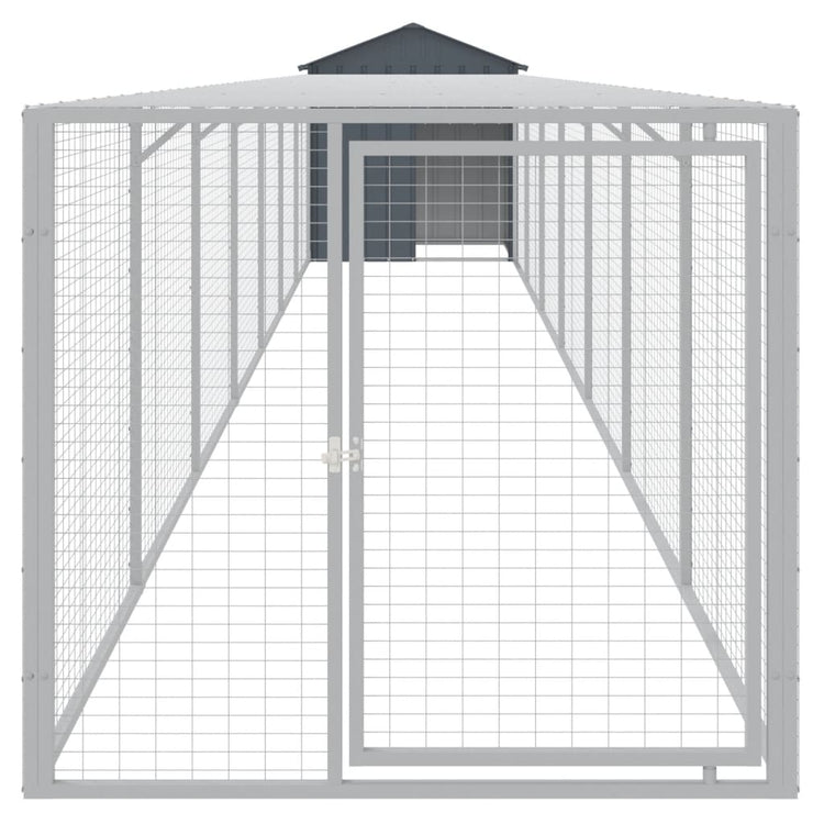 Poulet Vidaxl avec Run 117x813x123 cm Anthracite en acier galvanisé