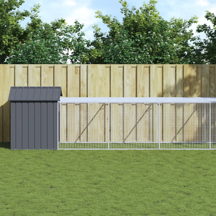 Poulet Vidaxl avec Run 117x813x123 cm Anthracite en acier galvanisé