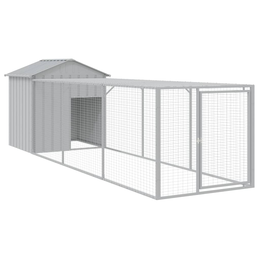 Poulet Vidaxl avec run 117x405x123 cm en acier gris clair