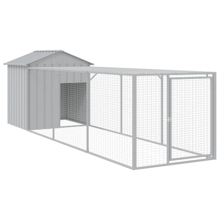 Poulet Vidaxl avec run 117x405x123 cm en acier gris clair