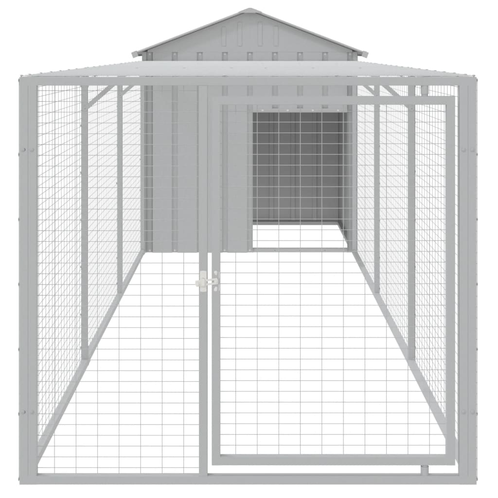 Poulet Vidaxl avec run 117x405x123 cm en acier gris clair