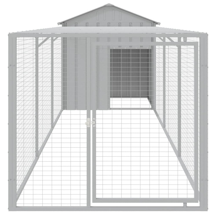 Poulet Vidaxl avec run 117x405x123 cm en acier gris clair