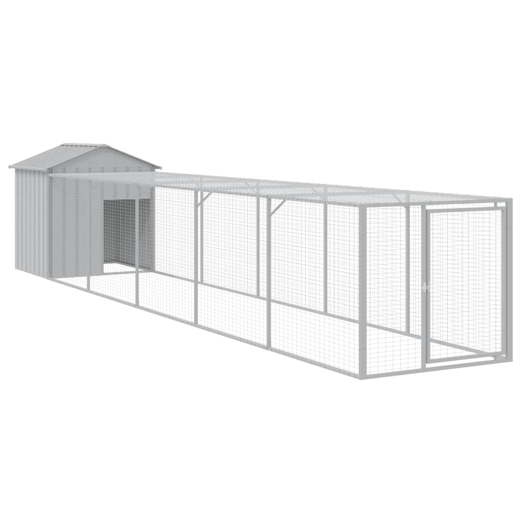 Poulet Vidaxl avec course 117x609x123 cm en acier gris clair