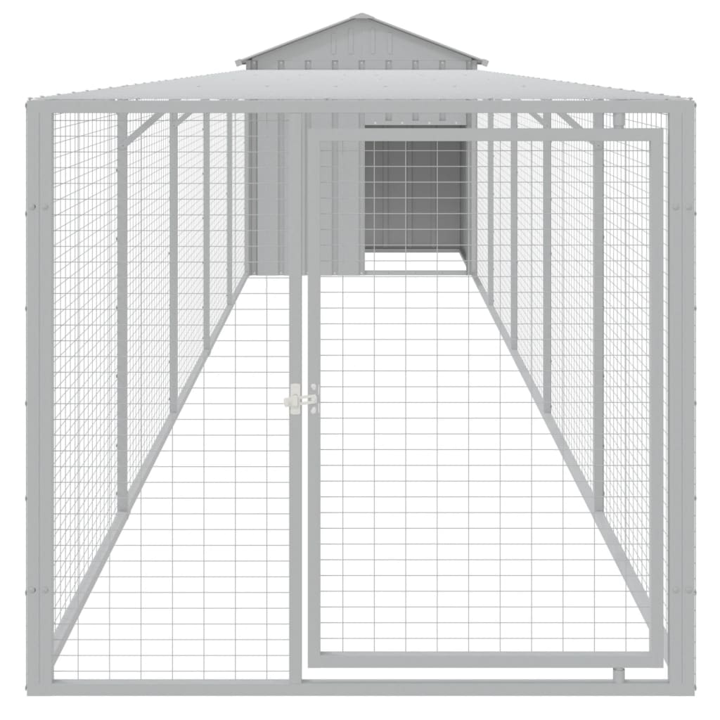 Poulet Vidaxl avec course 117x609x123 cm en acier gris clair
