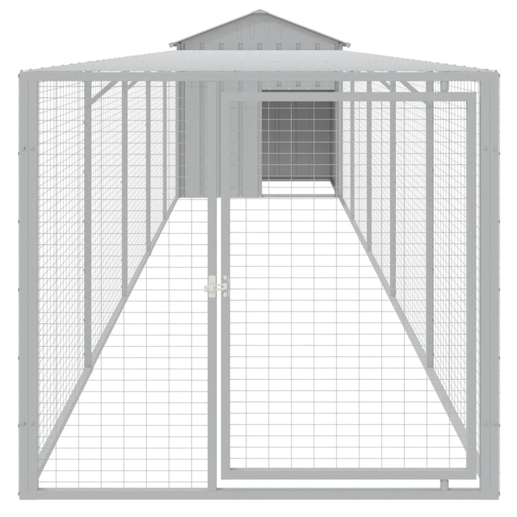 Poulet Vidaxl avec course 117x609x123 cm en acier gris clair