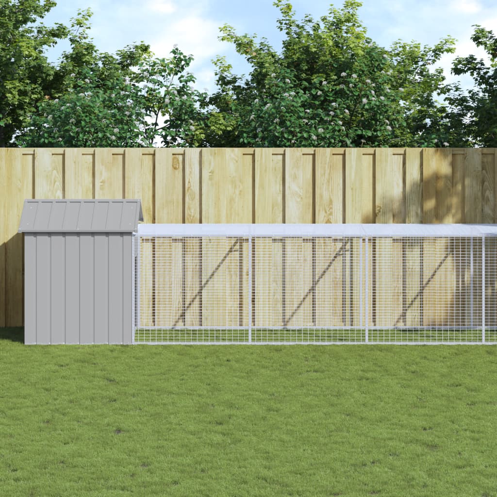 Poulet Vidaxl avec course 117x609x123 cm en acier gris clair